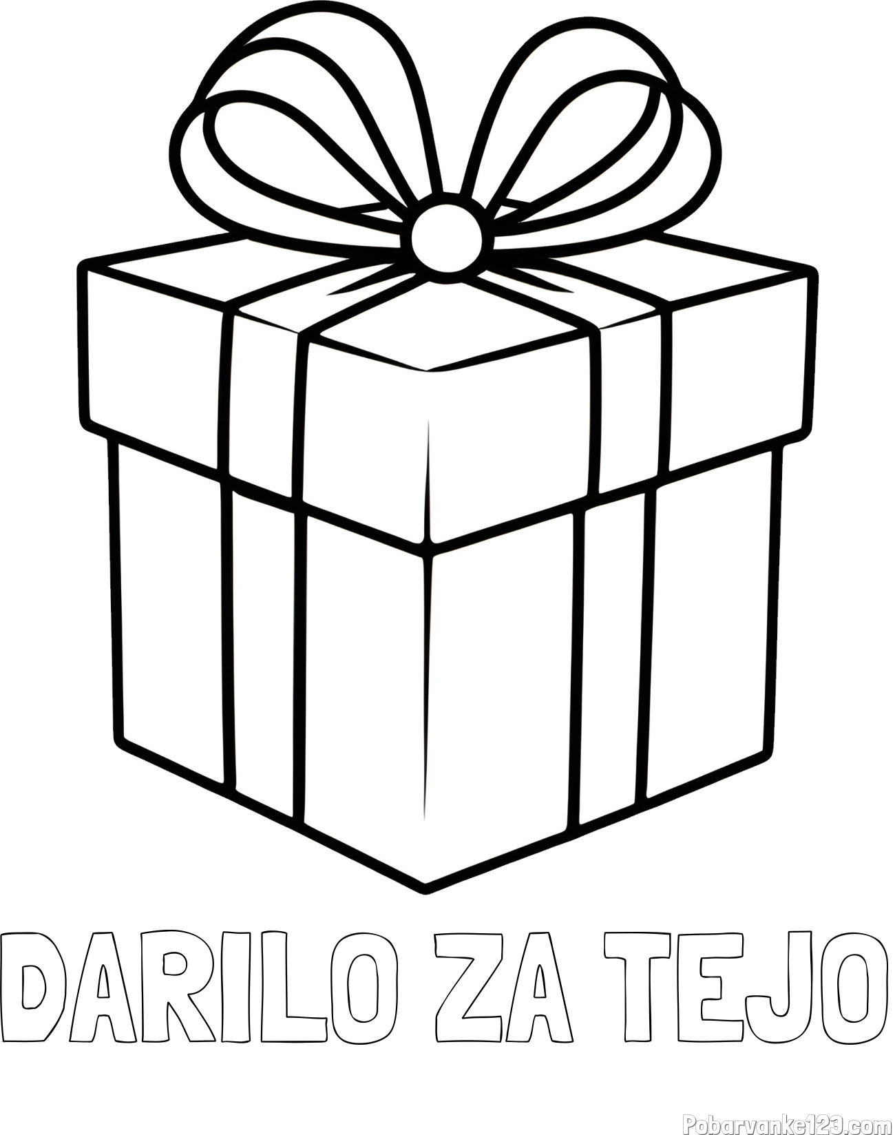 Pobarvanka imena DARILO ZA TEJO in pobarvanka preprostega darila