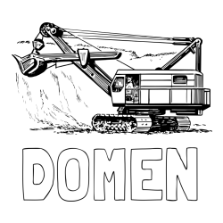 Online izdelana pobarvanka - Pobarvanka imena DOMEN in pobarvanka bagra 2