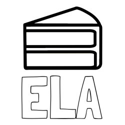 Online izdelana pobarvanka - Pobarvanka imena ELA in pobarvanka kosa torte