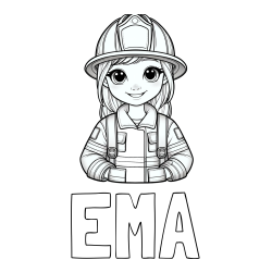 Online izdelana pobarvanka - Pobarvanka imena EMA in pobarvanka ljubke gasilke