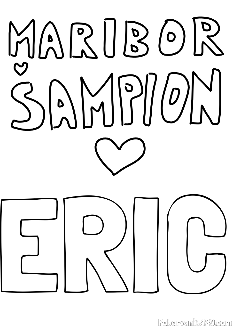 Pobarvanka imena ERIC in pobarvanka MARIBOR ŠAMPION