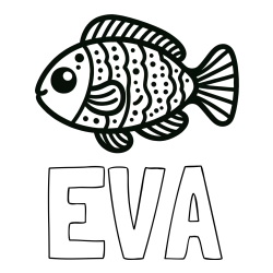 Online izdelana pobarvanka - Pobarvanka imena EVA in otroška pobarvanka ribe