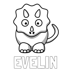 Online izdelana pobarvanka - Pobarvanka imena EVELIN in pobarvanka dinozavra triceratops