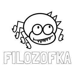 Online izdelana pobarvanka - Pobarvanka imena FILOZOFKA in pobarvanka smešnega pajka