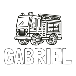 Online izdelana pobarvanka - Pobarvanka imena GABRIEL in pobarvanka gasilskega avtomobila
