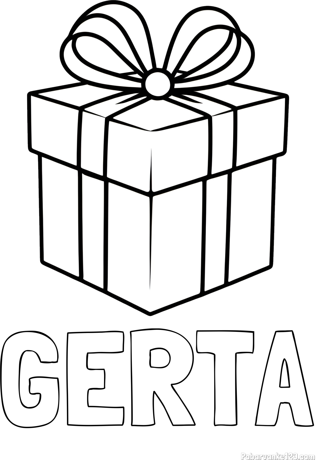 Pobarvanka imena GERTA in pobarvanka preprostega darila