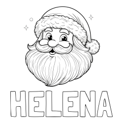 Online izdelana pobarvanka - Pobarvanka imena HELENA in pobarvanka simpatičnega Božička