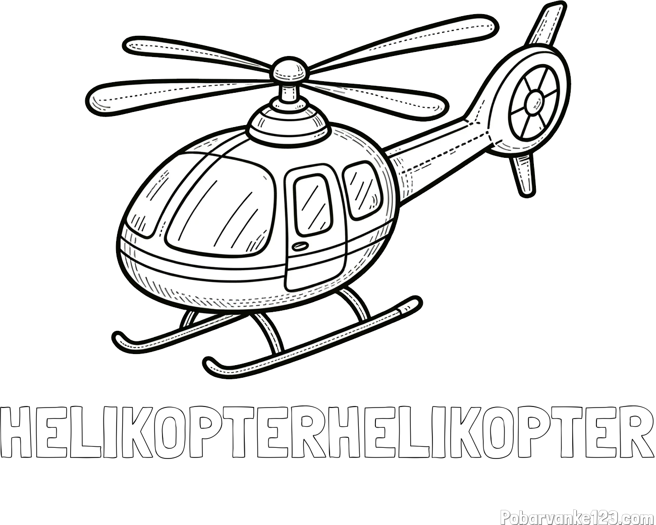 Pobarvanka imena HELIKOPTERHELIKOPTER in pobarvanka manjšega helikopterja