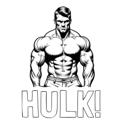 Online izdelana pobarvanka - Pobarvanka imena HULK! in pobarvanka bodybuilder-ja