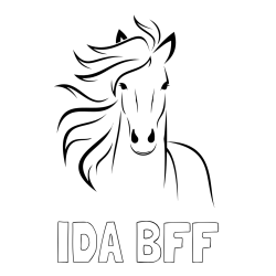 Online izdelana pobarvanka - Pobarvanka imena IDA BFF in lepa pobarvanka konja