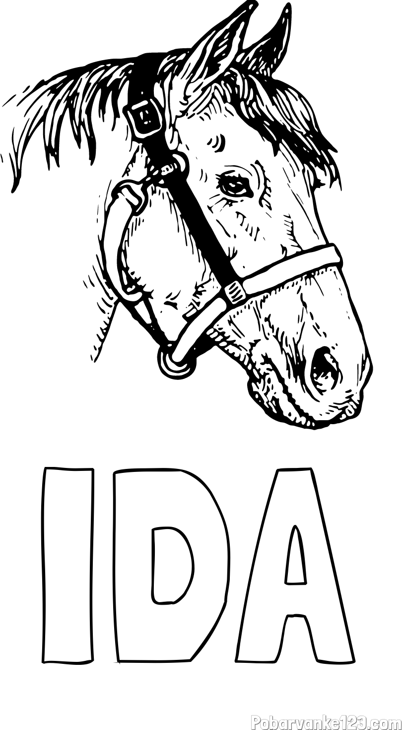 Pobarvanka imena IDA in konjska glava