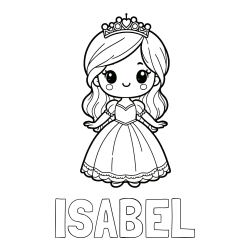 Online izdelana pobarvanka - Pobarvanka imena ISABEL in pobarvanka ljubke princeske