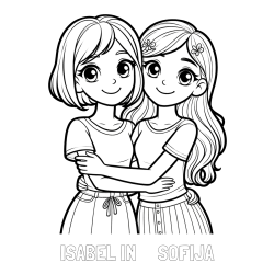 Online izdelana pobarvanka - Pobarvanka imena ISABEL IN     SOFIJA in pobarvanka ljubkih prijateljic