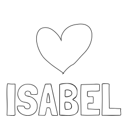 Online izdelana pobarvanka - Pobarvanka imena ISABEL in srček