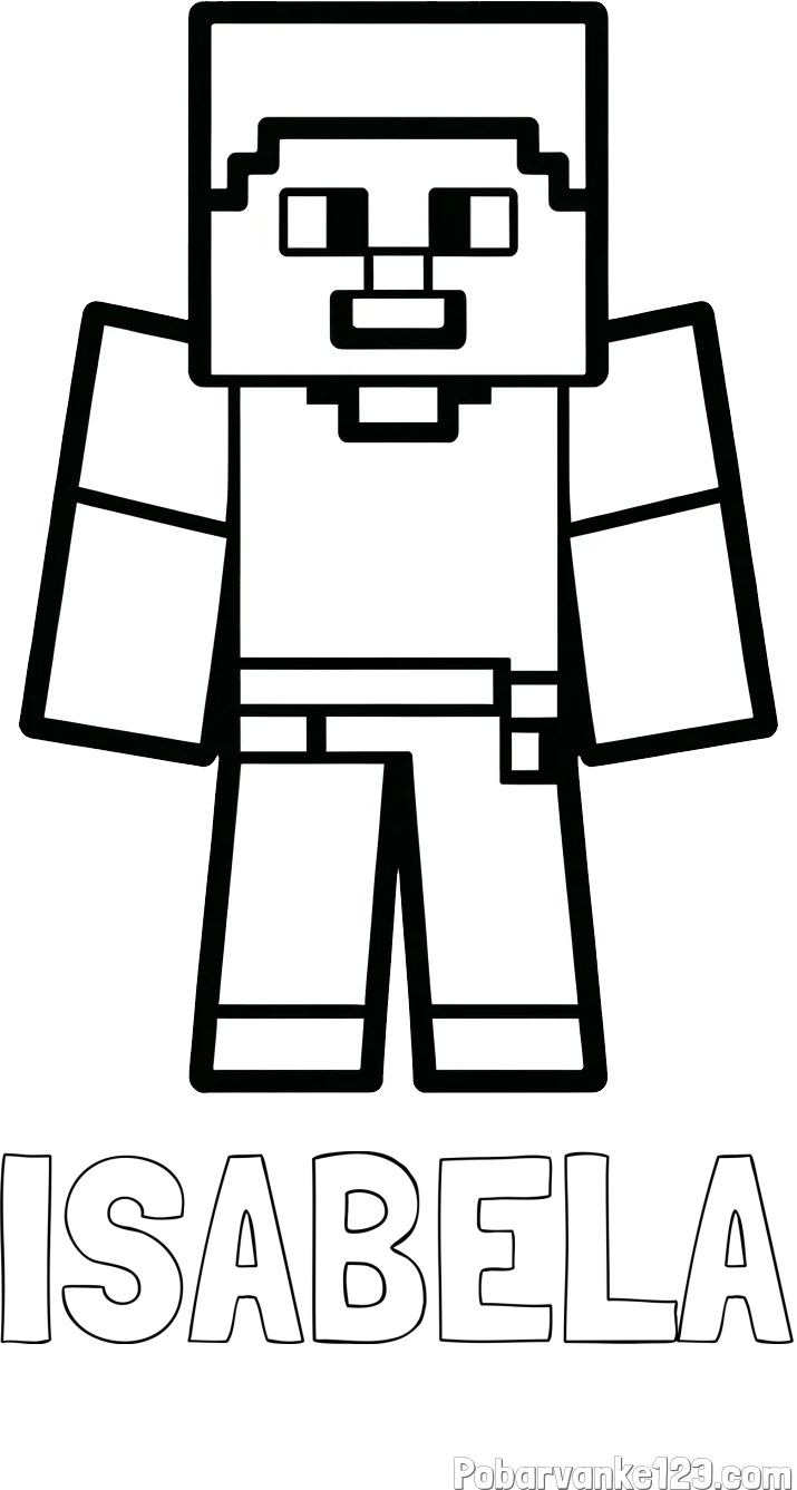 Pobarvanka imena ISABELA in pobarvanka Minecraft figurice