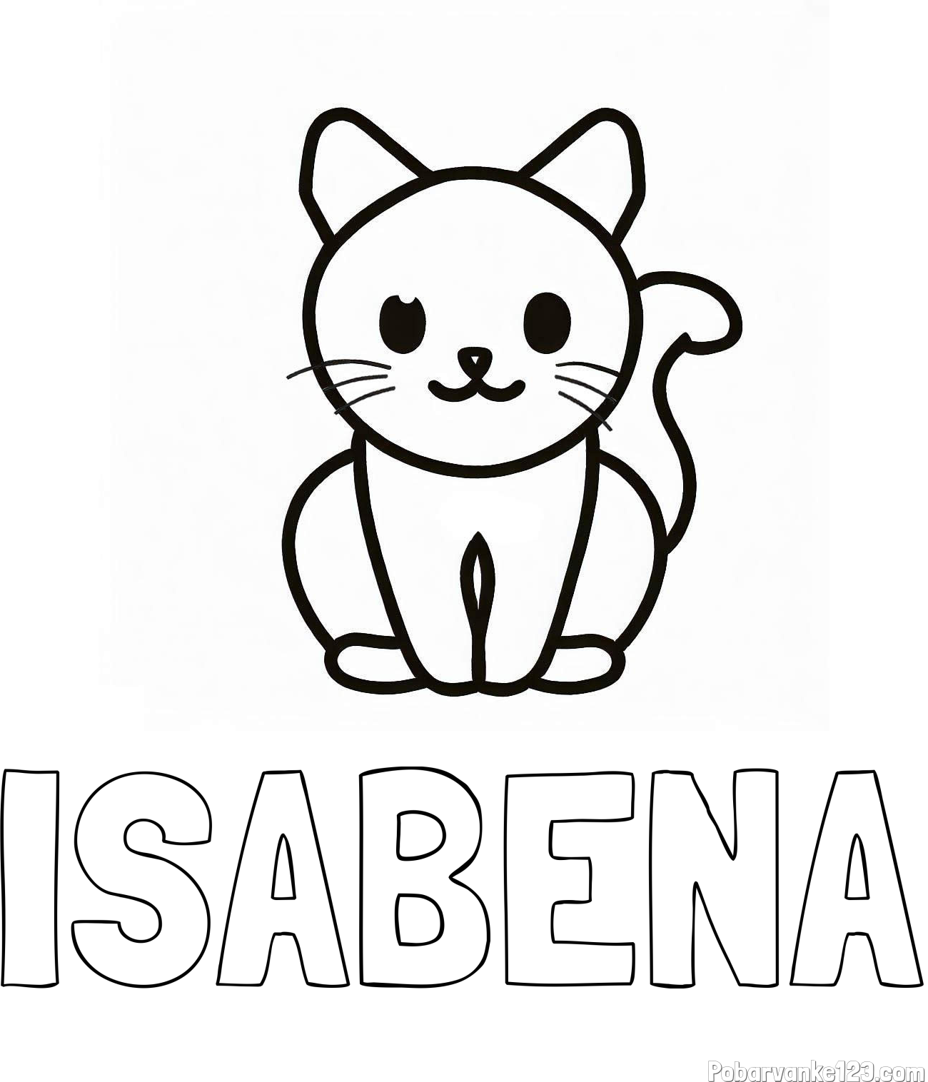 Pobarvanka imena ISABENA in pobarvanka prikupne mucke