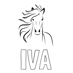 Online izdelana pobarvanka - Pobarvanka imena IVA in lepa pobarvanka konja