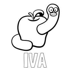 Online izdelana pobarvanka - Pobarvanka imena IVA in pobarvanka črvive jabolke