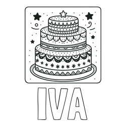 Online izdelana pobarvanka - Pobarvanka imena IVA in pobarvanka slastne torte