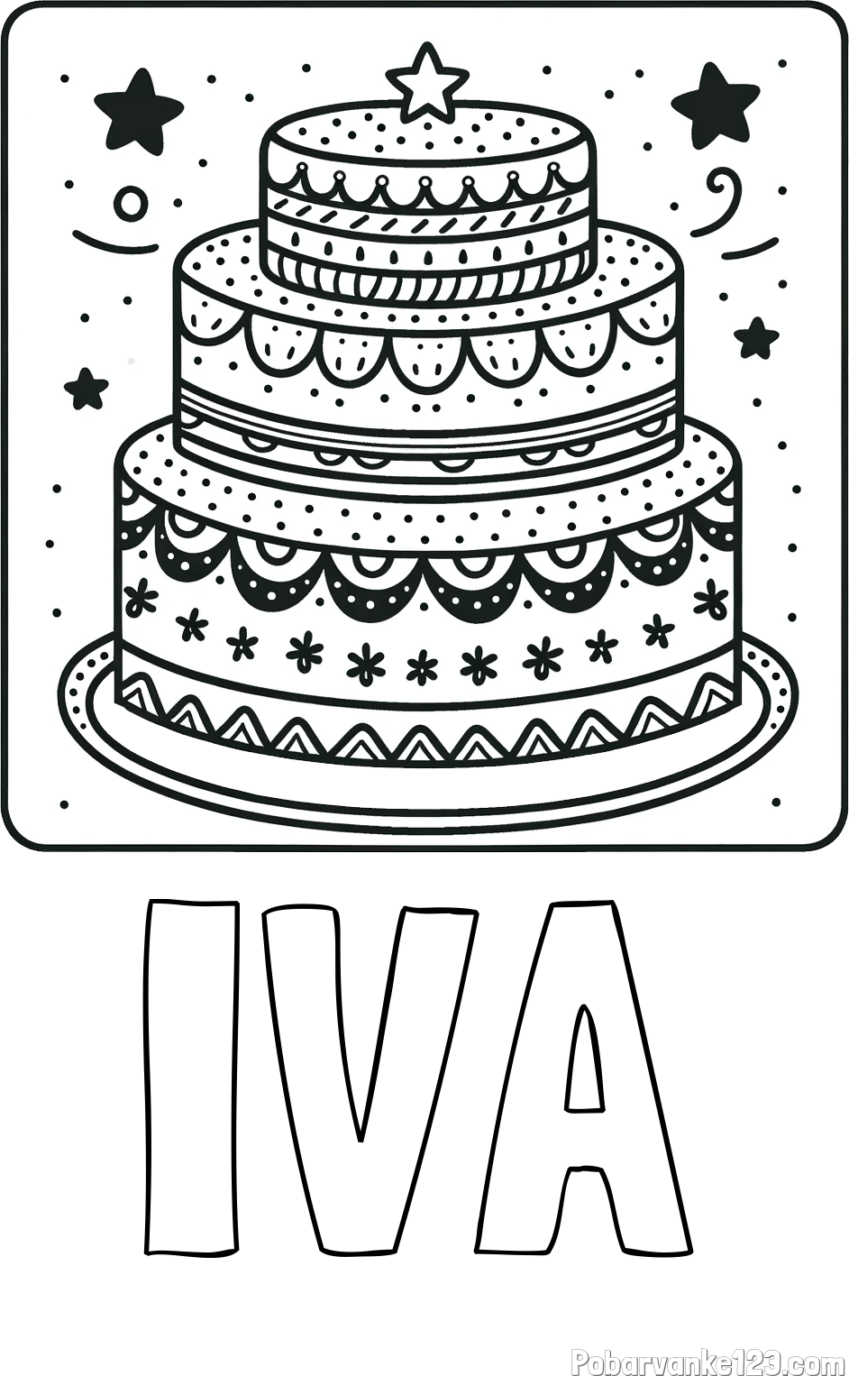 Pobarvanka imena IVA in pobarvanka slastne torte