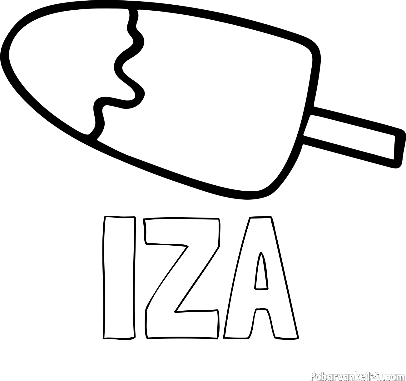 Pobarvanka imena IZA in pobarvanka lučke (sladoled na palčki)