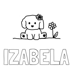Online izdelana pobarvanka - Pobarvanka imena IZABELA in KUŽIKA