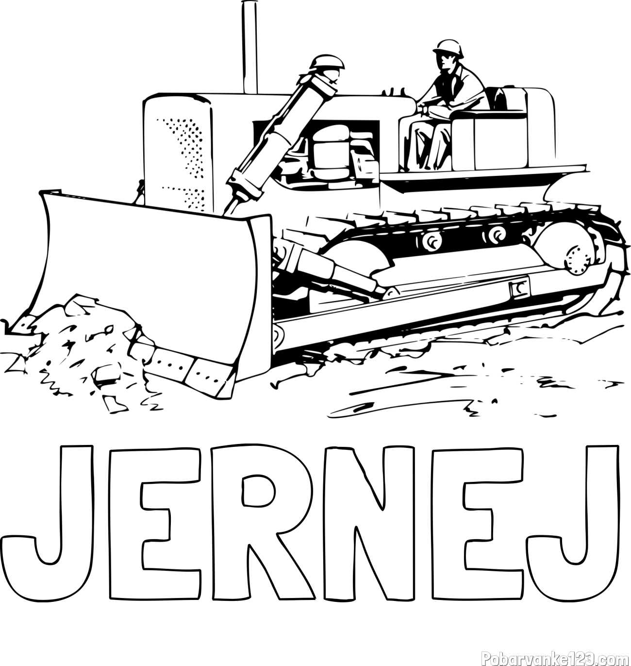 Pobarvanka imena JERNEJ in pobarvanka buldožerja