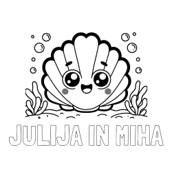 Online izdelana pobarvanka - Pobarvanka imena JULIJA IN MIHA in pobarvanka nasmejane školjke
