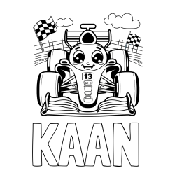 Online izdelana pobarvanka - Pobarvanka imena KAAN in otroška pobarvanka FORMULA 1