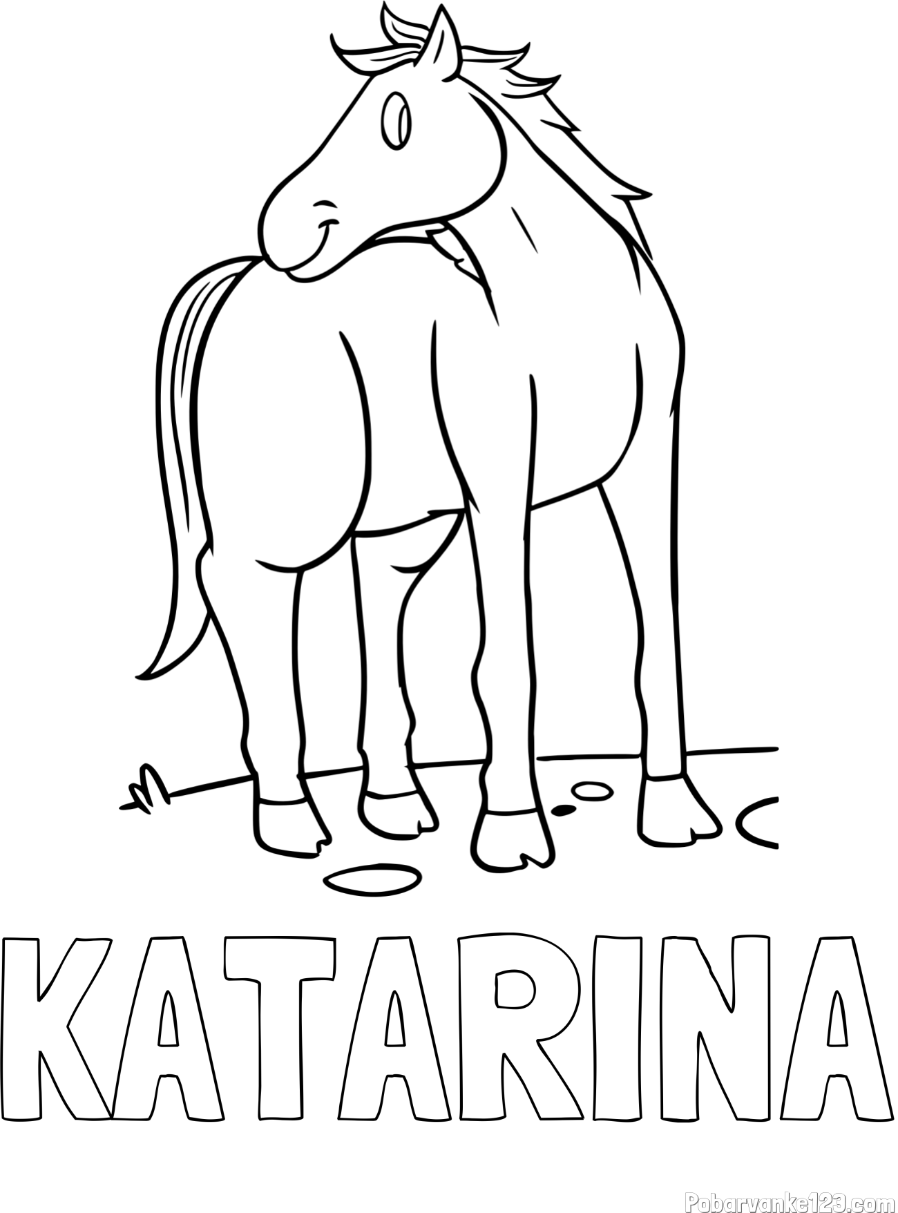 Pobarvanka imena KATARINA in pobarvanka prikupnega konjička