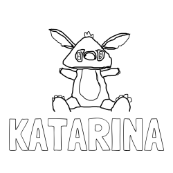 Online izdelana pobarvanka - Pobarvanka imena KATARINA in stich
