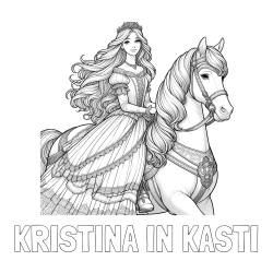Online izdelana pobarvanka - Pobarvanka imena KRISTINA IN KASTI in pobarvanka nasmejana princese na konju