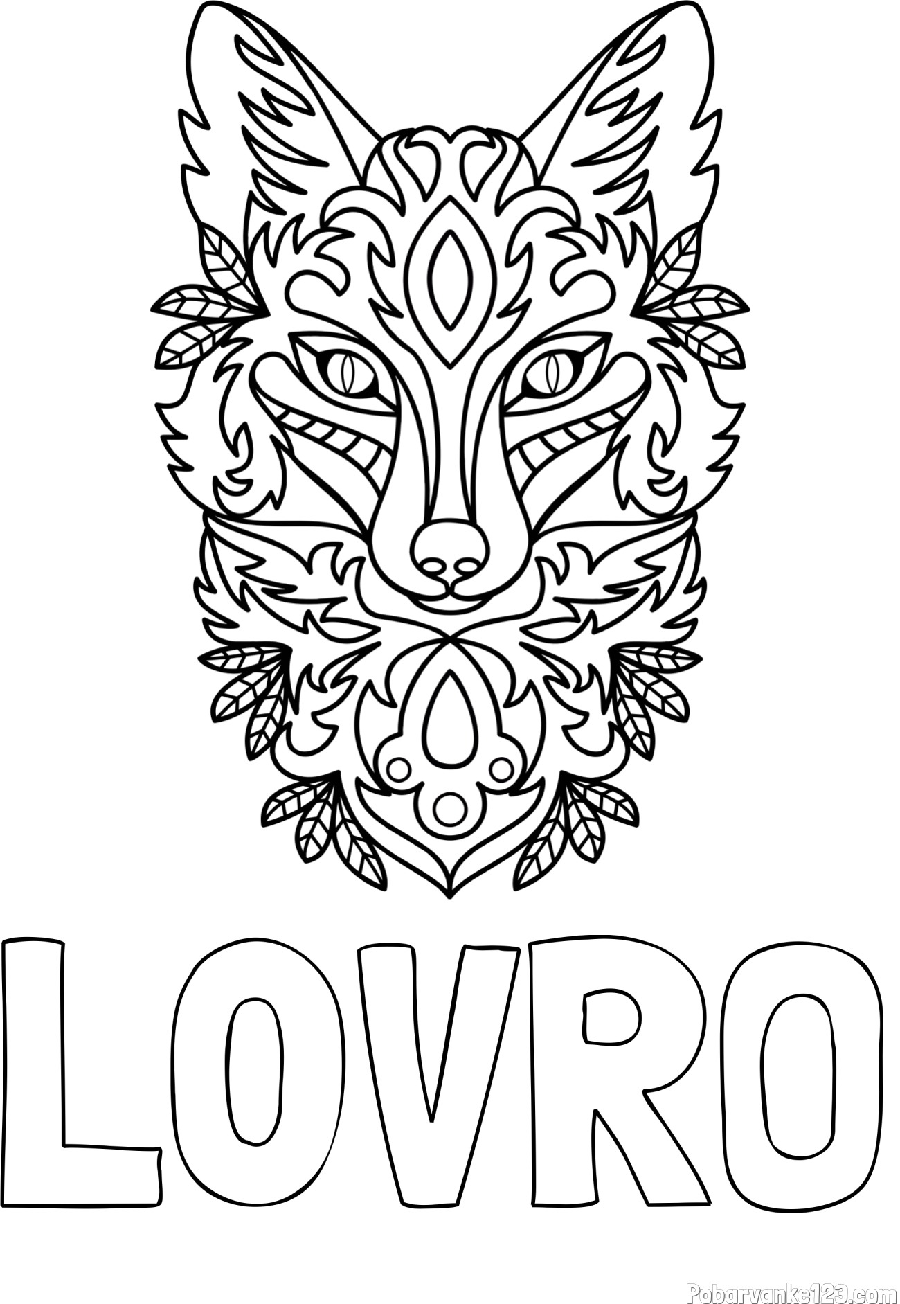 Pobarvanka imena L0VRO in pobarvanka volka - mandale