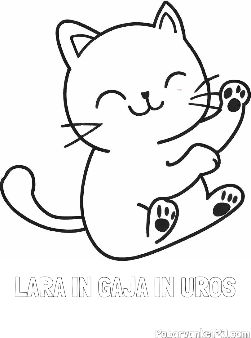 Pobarvanka imena LARA IN GAJA IN UROŠ in pobarvanka razigranega mucka