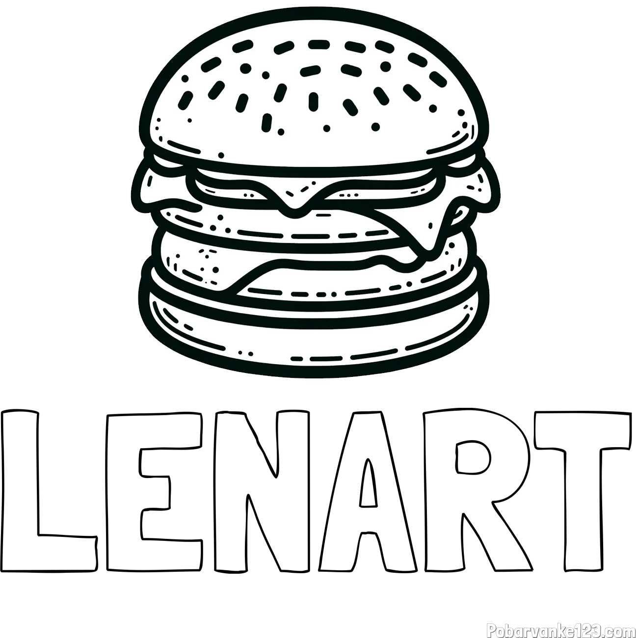 Pobarvanka imena LENART in preprosta pobarvanka hamburgerja