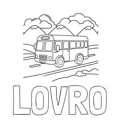 Online izdelana pobarvanka - Pobarvanka imena LOVRO in pobarvanka avtobusa na vožnji