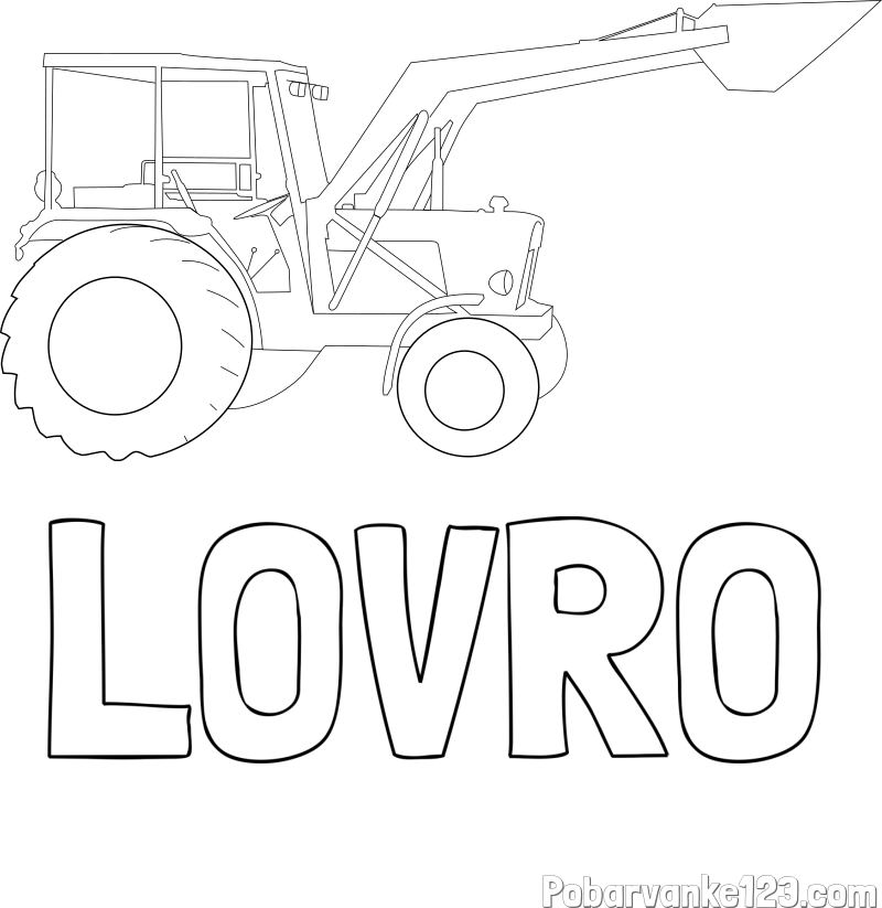 Pobarvanka imena LOVRO in traktor 2