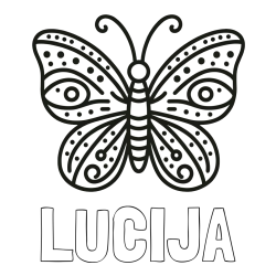 Online izdelana pobarvanka - Pobarvanka imena LUCIJA in preprosta pobarvanka metulja