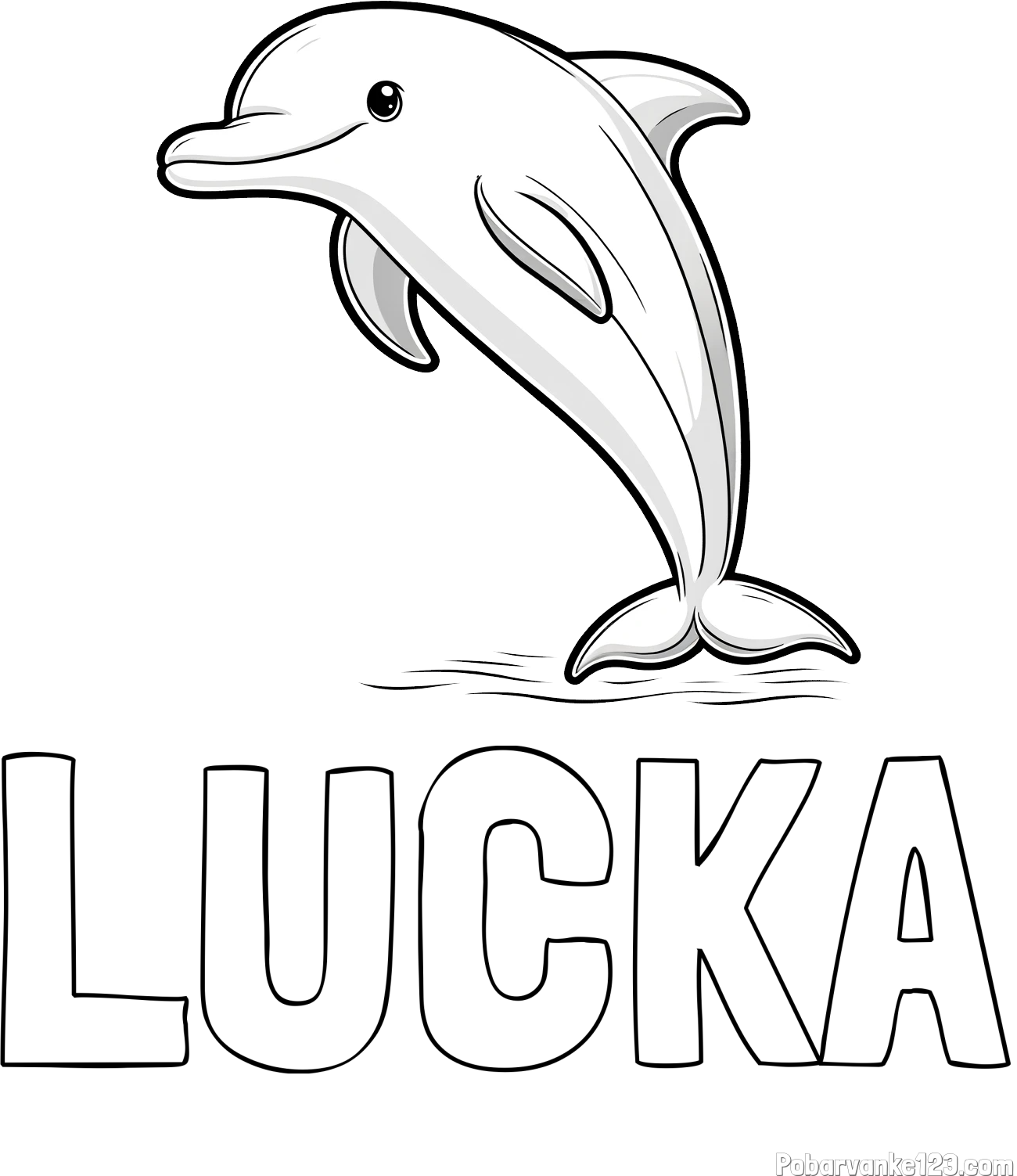 Pobarvanka imena LUČKA in pobarvanka delfina