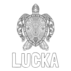 Online izdelana pobarvanka - Pobarvanka imena LUCKA in pobarvanka želve - mandale