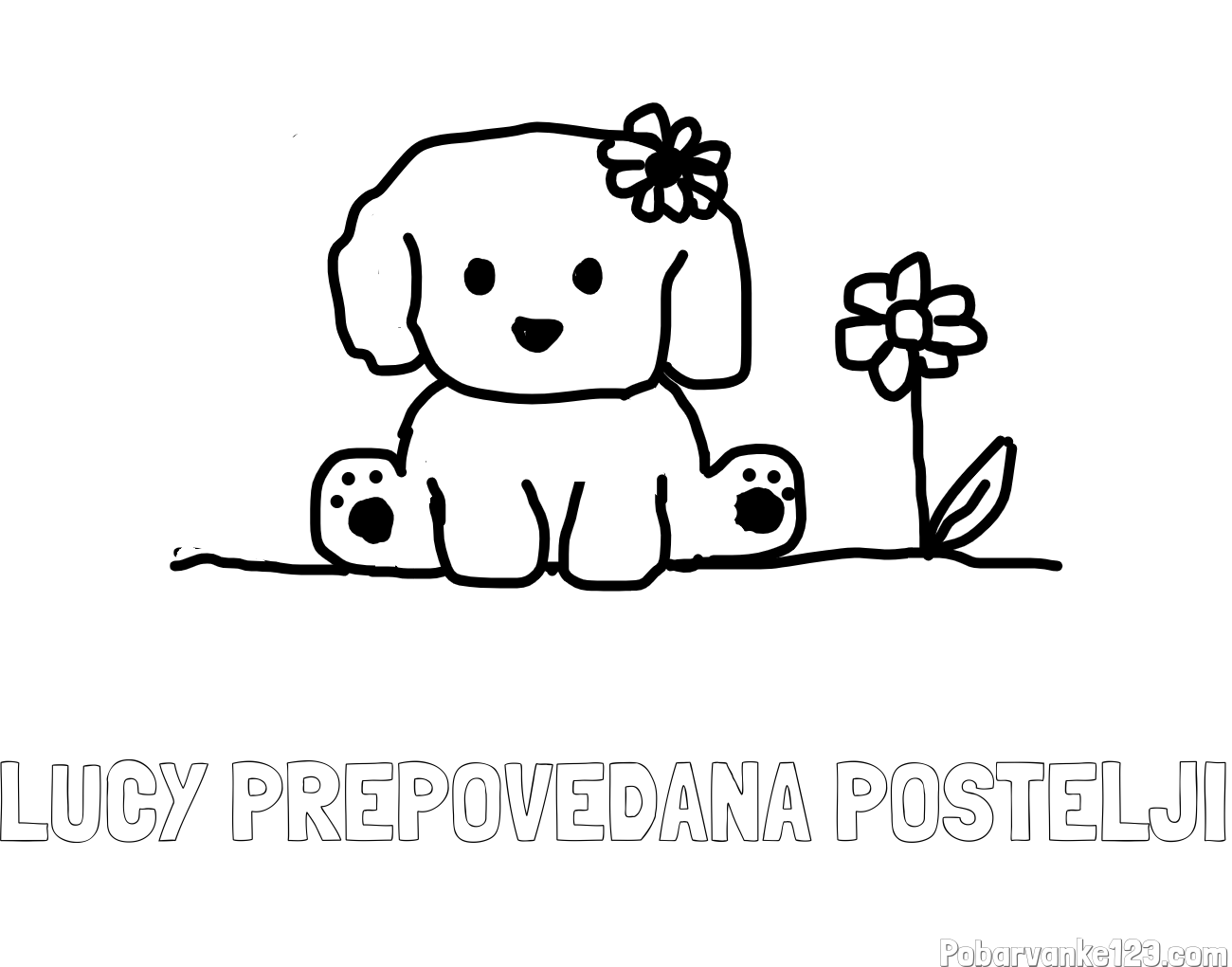 Pobarvanka imena LUCY PREPOVEDANA POSTELJI in KUŽIKA