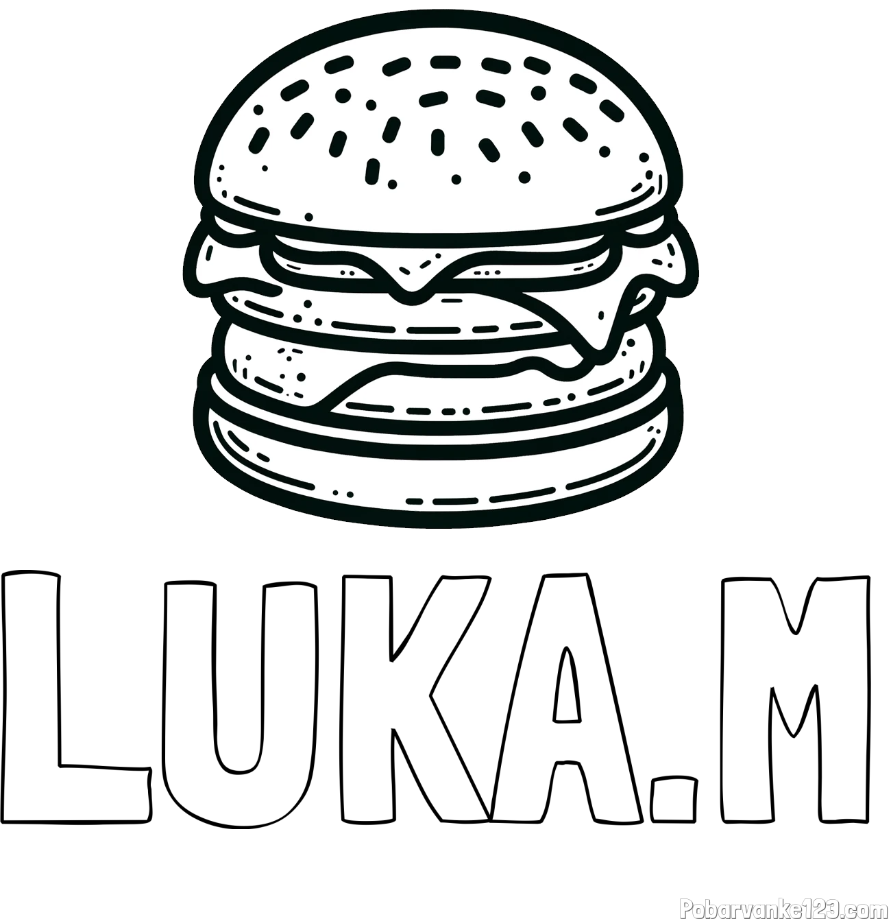 Pobarvanka imena LUKA.M in preprosta pobarvanka hamburgerja