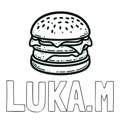 Online izdelana pobarvanka - Pobarvanka imena LUKA.M in preprosta pobarvanka hamburgerja