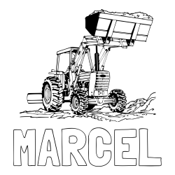 Online izdelana pobarvanka - Pobarvanka imena MARCEL in pobarvanka traktorja