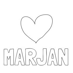 Online izdelana pobarvanka - Pobarvanka imena MARJAN in srček