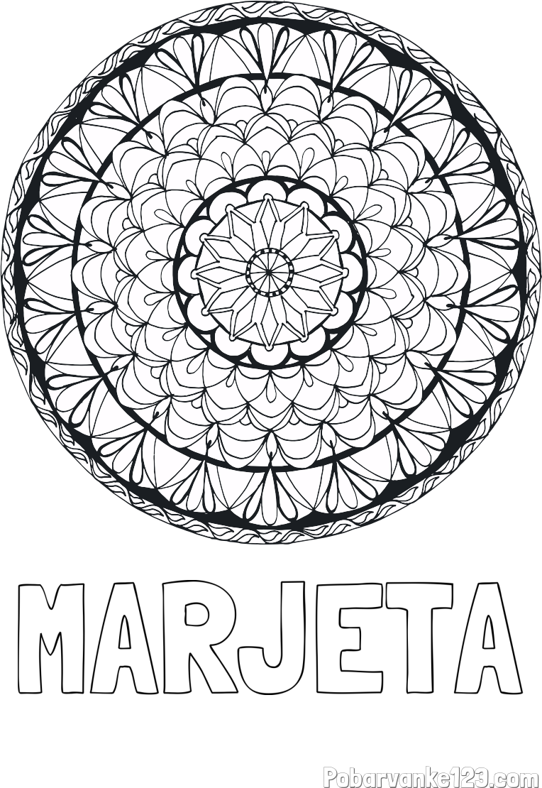Pobarvanka imena MARJETA in mandale 4