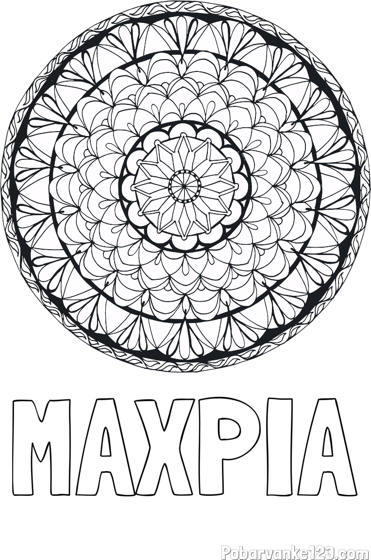 Pobarvanka imena MAXPIA in mandale 4