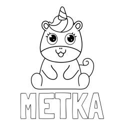 Online izdelana pobarvanka - Pobarvanka imena METKA in pobarvanka čudovitega samoroga Unicorn