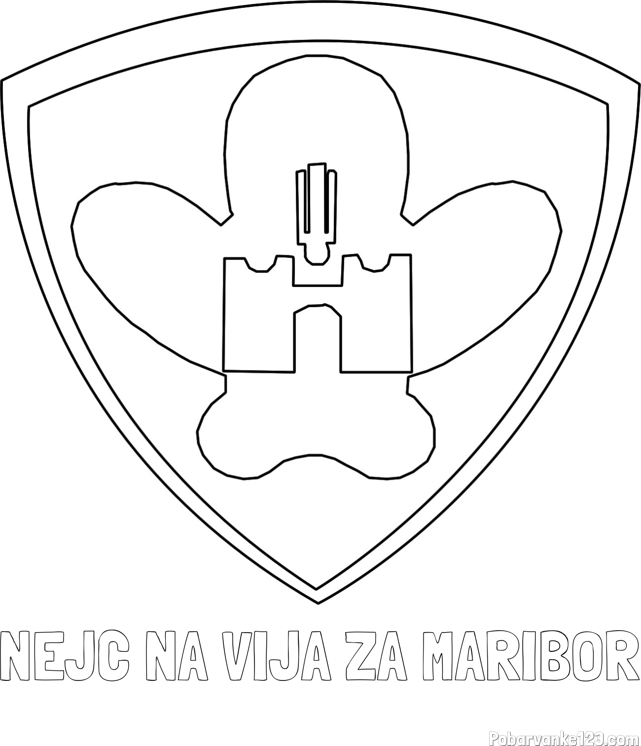 Pobarvanka imena NEJC NA VIJA ZA MARIBOR in pobarvanka NK Maribor (grb)
