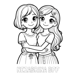 Online izdelana pobarvanka - Pobarvanka imena NEŽABRINA BFF in pobarvanka ljubkih prijateljic